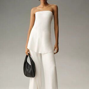 BNWT Anthropologie White Strapless Silk Blouse